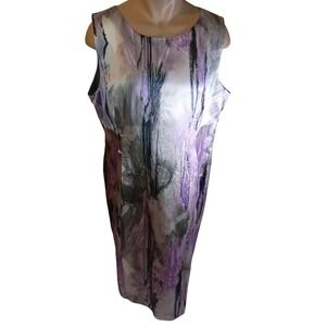 Vintage Jones New York Collection Abstract Print Sleeveless Sheath Dress Plus 16